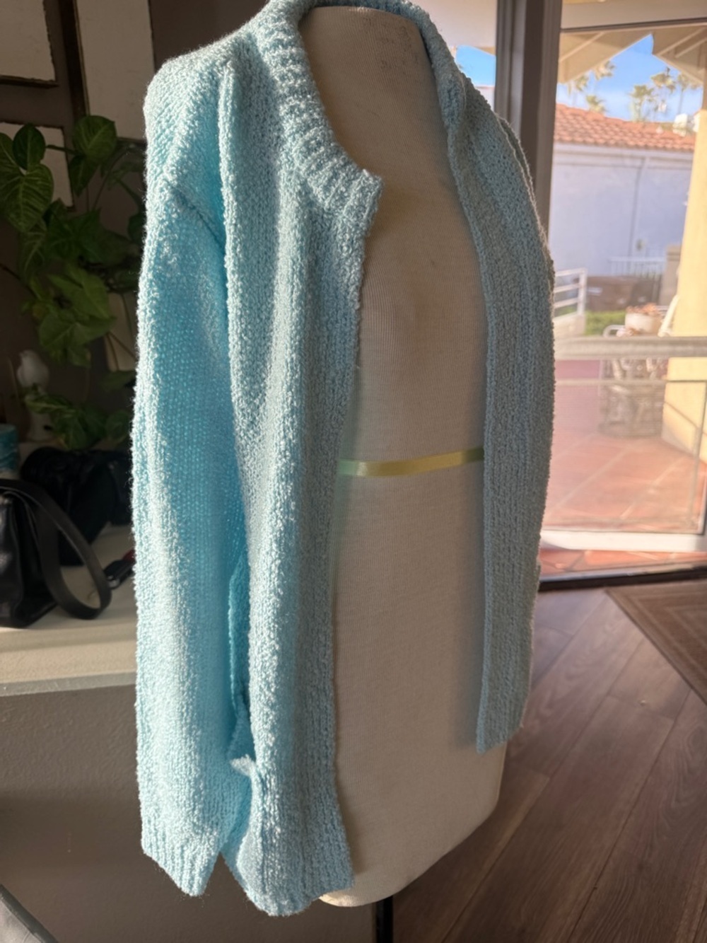 Vintage Light Blue Cozy Open Front Cardigan size large